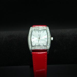 Silver Watch with Red Band